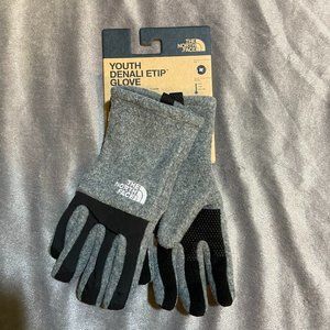 The North Face Winter Gloves Youth Denali eTip Gray Black Touchscreen sx Medium